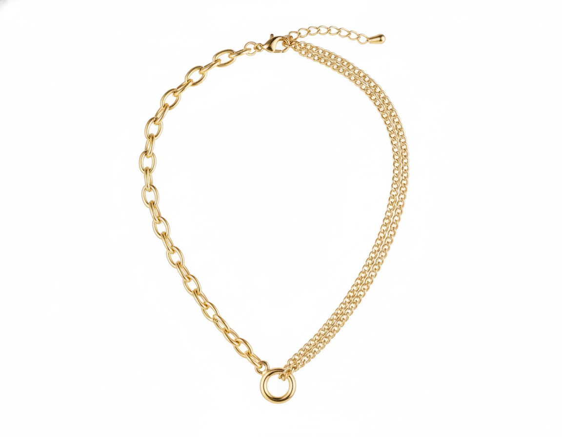 FrillsbyLam Gold Plated Link Necklace - Waterproof & Hypoallergenic., Stainless Steel