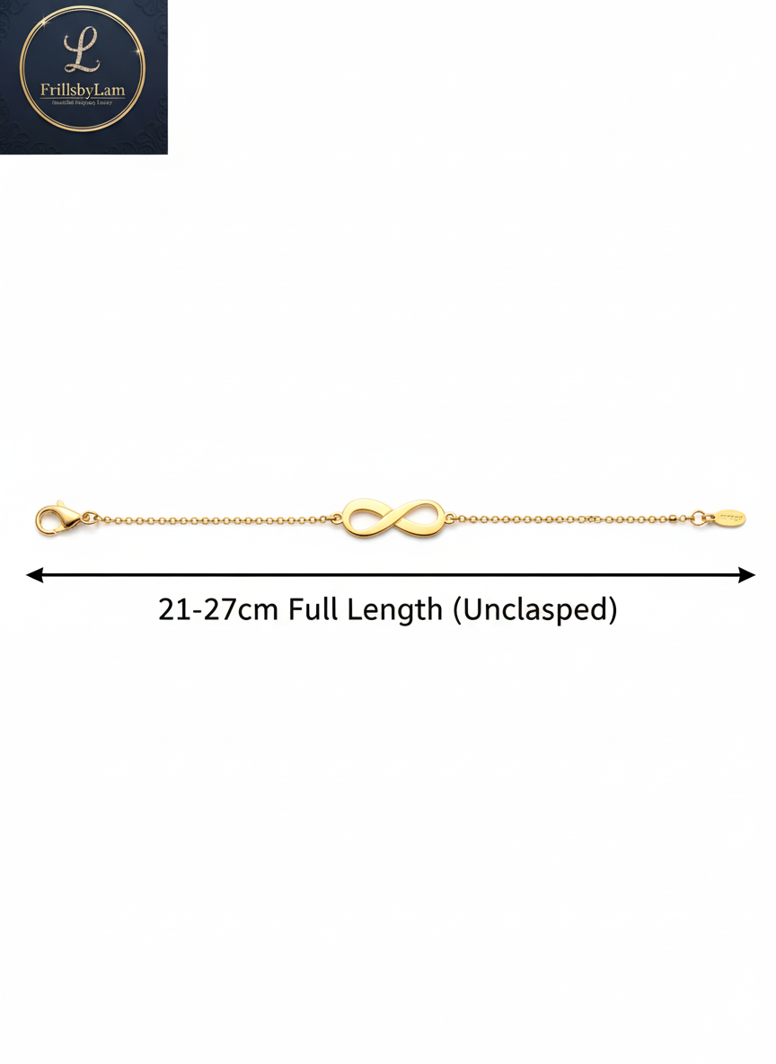 Dainty Gold-Tone Infinity Anklet. Adjustable 21-27cm
