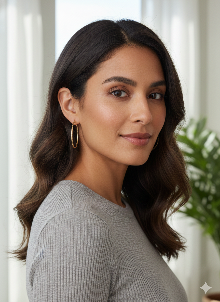 Gold-tone Twisted Texture Hoop Earrings