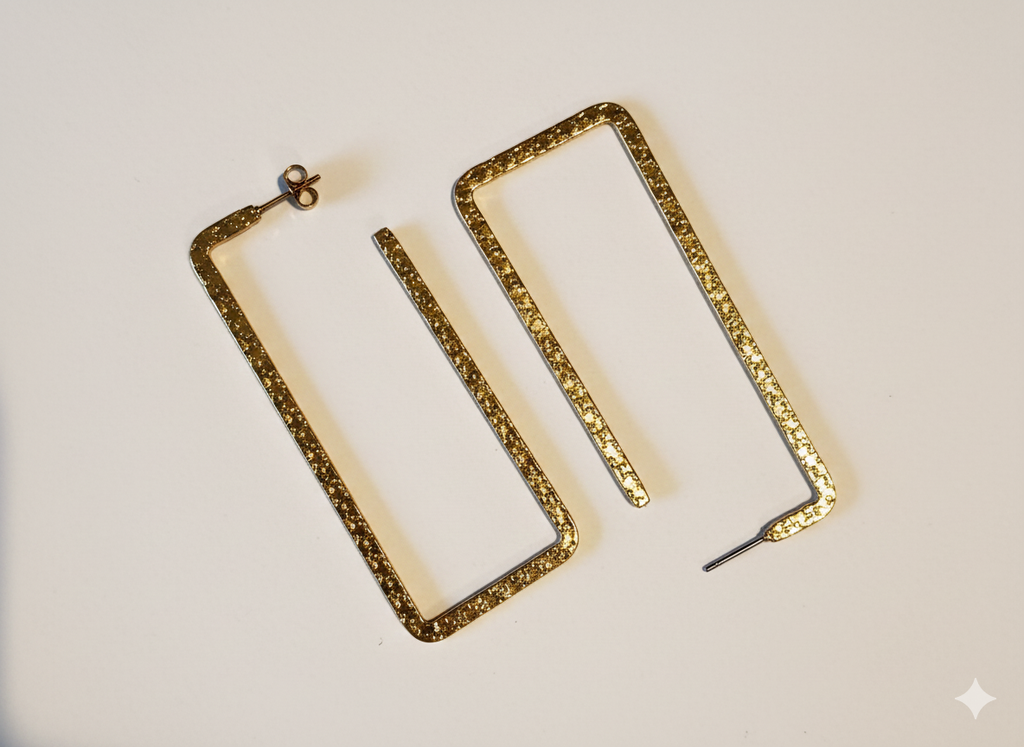 The Filigree Frame Hoops: 2.5-Inch Textured Rectangular Gold Earrings