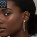 The "North Star" Celestial Drop Earrings. Elegant Gold Star Dangle Earrings