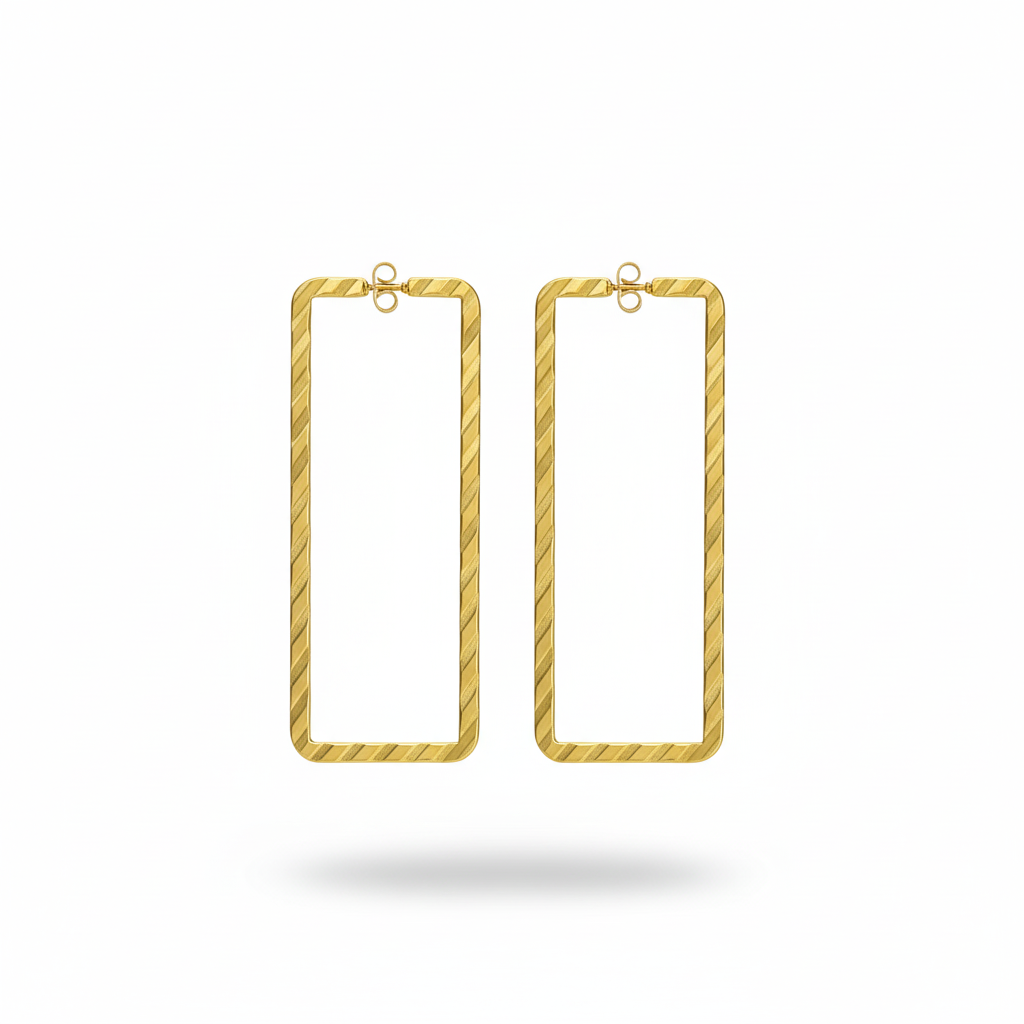 The Architecture Hoops: Sterling Silver Textured Rectangular Earrings
