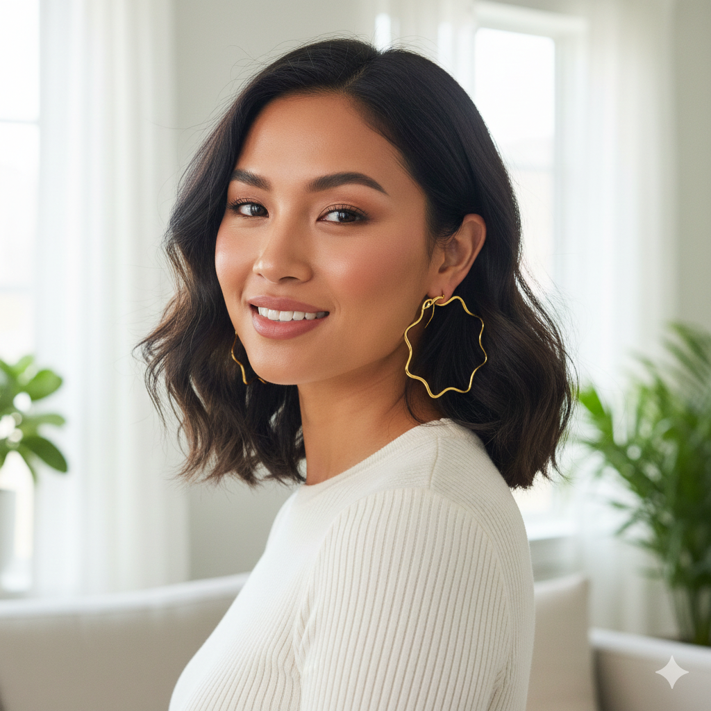 The WaveMaker Hoops: Gold-Plated Sterling Silver Wavy Statement Earrings