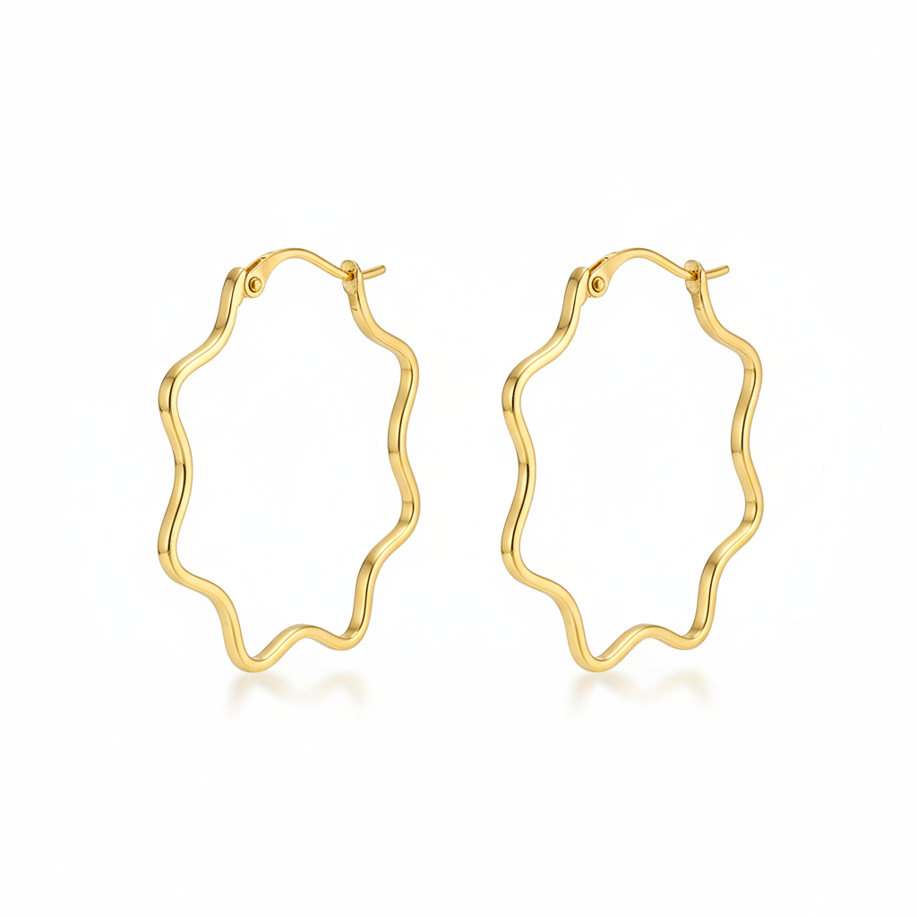 The WaveMaker Hoops: Gold-Plated Sterling Silver Wavy Statement Earrings