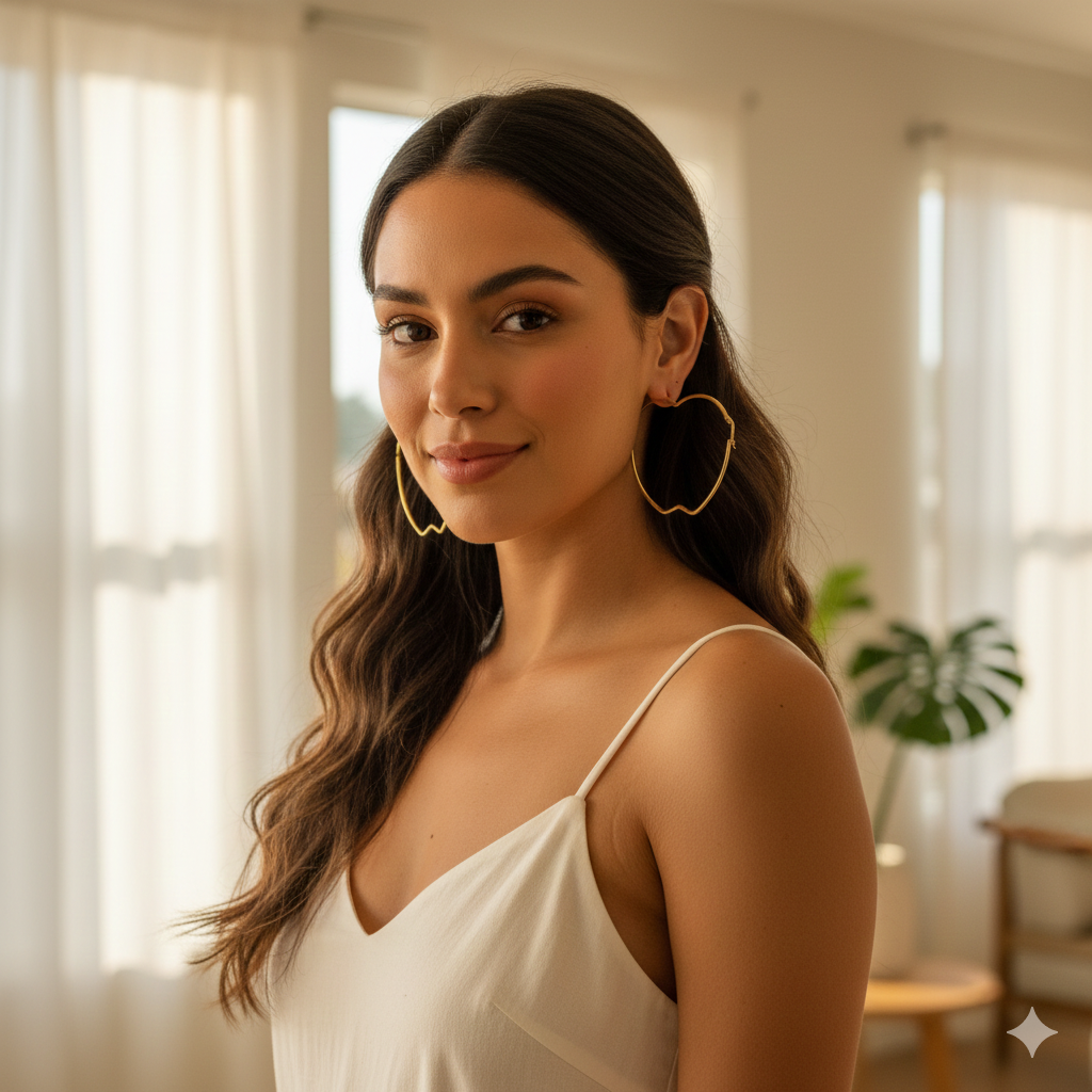 Sweetheart Hoops: Sterling Silver Gold-Tone Heart-Shaped Latch Earrings