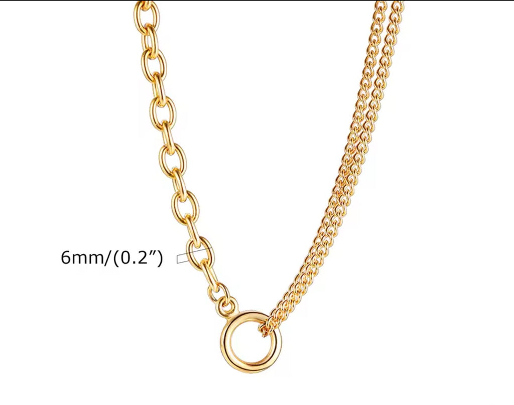 FrillsbyLam Gold Plated Link Necklace - Waterproof & Hypoallergenic., Stainless Steel
