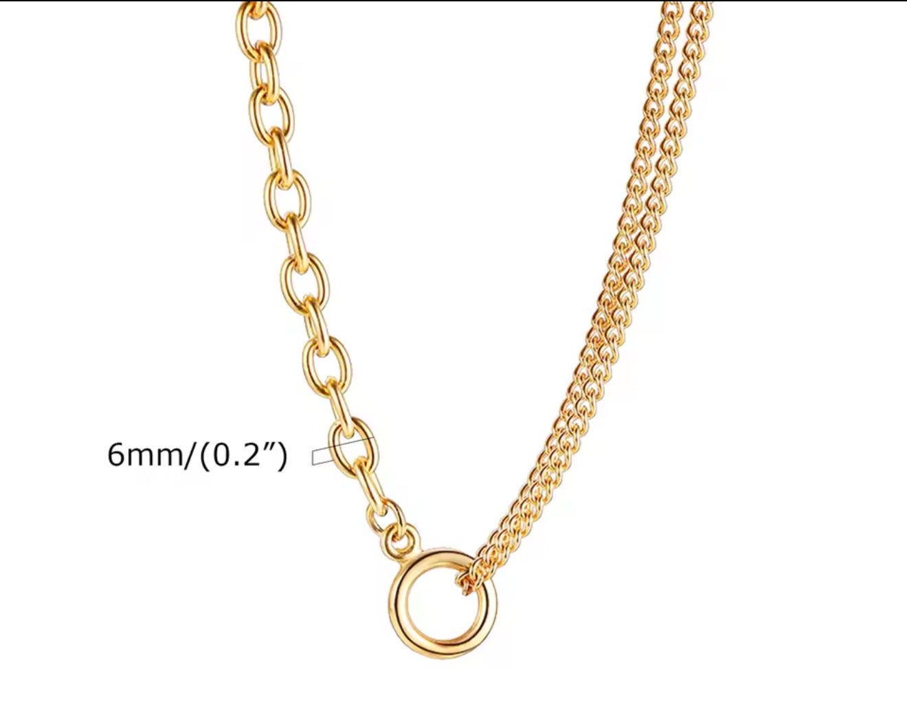 FrillsbyLam Gold Plated Link Necklace - Waterproof & Hypoallergenic., Stainless Steel