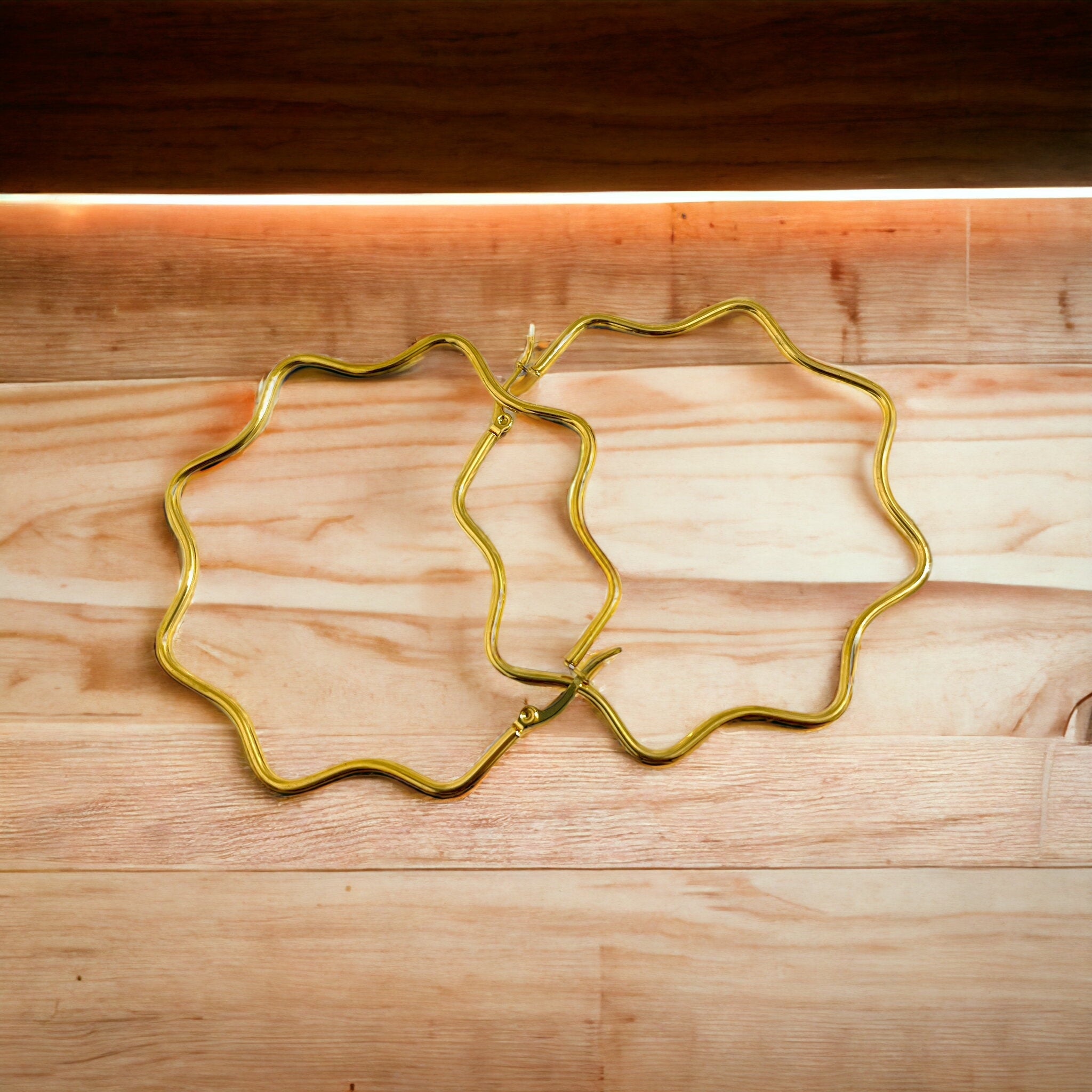 The WaveMaker Hoops: Gold-Plated Sterling Silver Wavy Statement Earrings