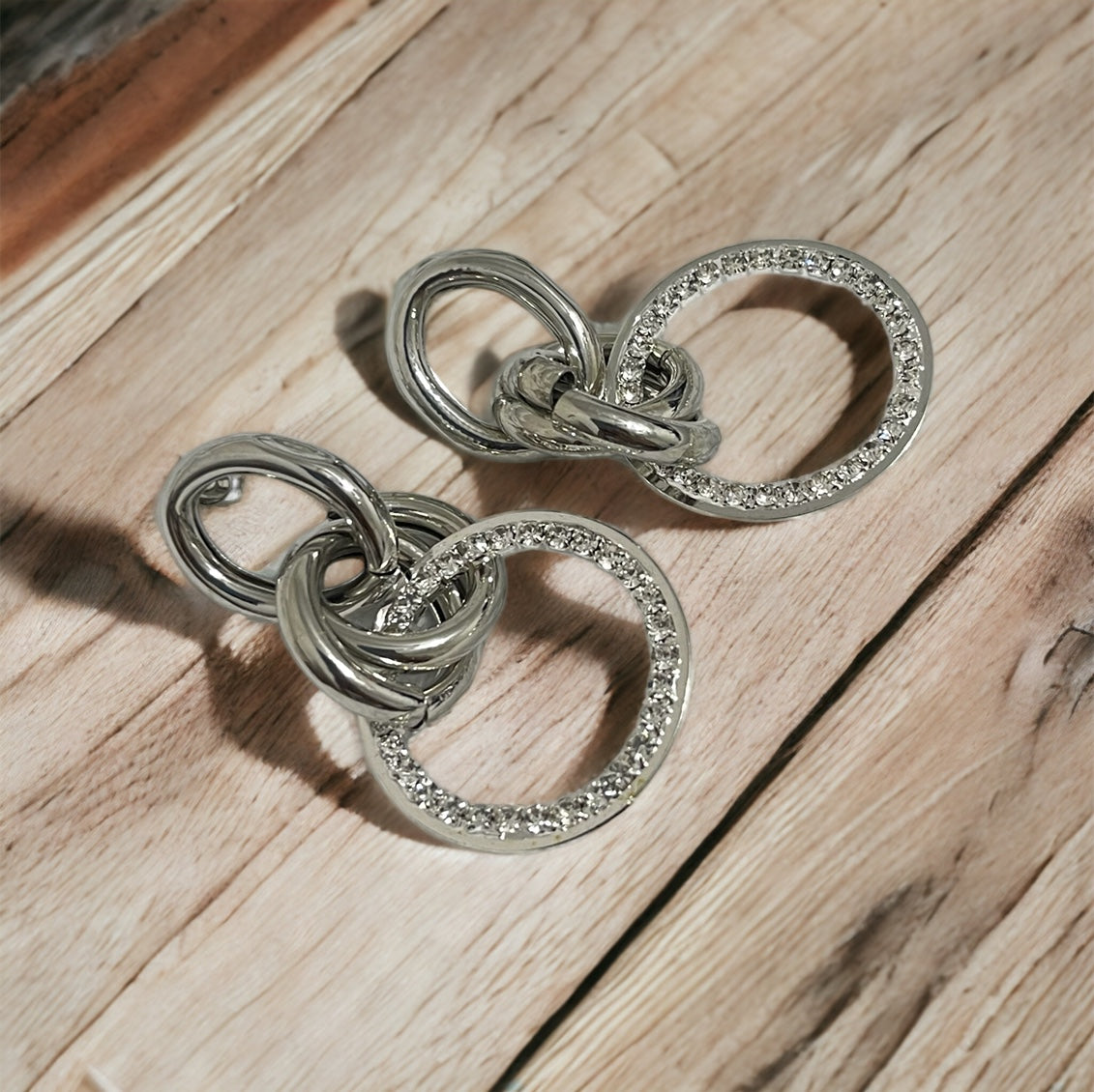 The Interlink Hoops: Sterling Silver Pave & Smooth Intertwined Earrings