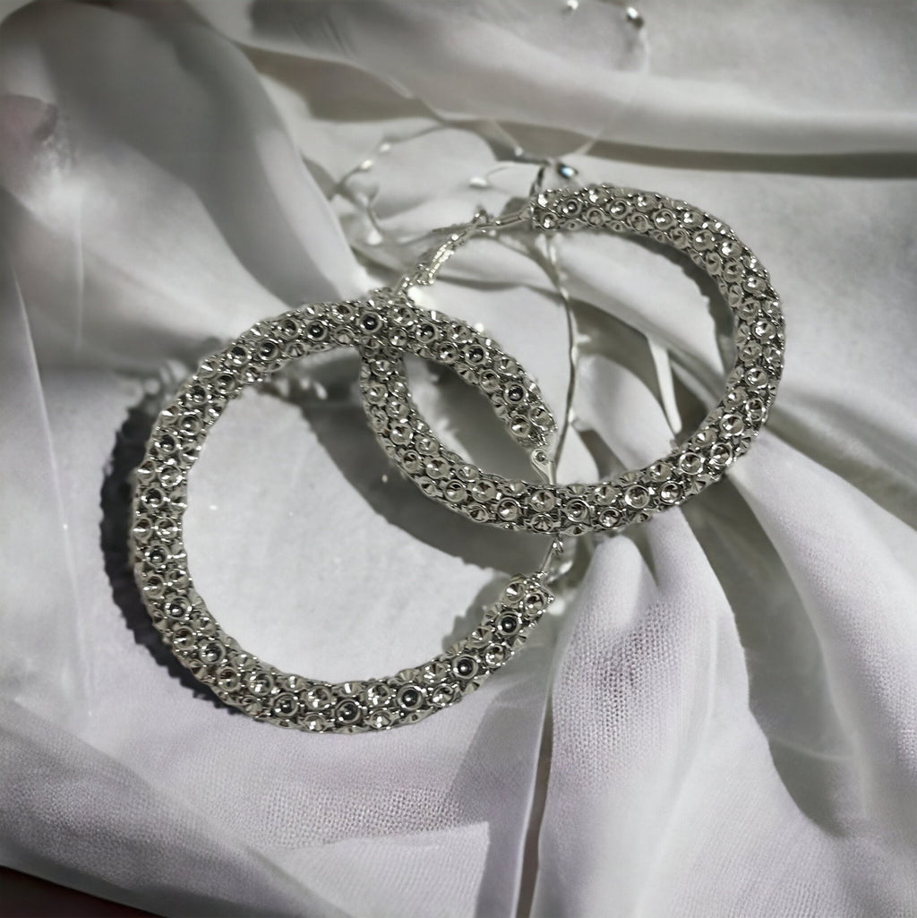 The Glimmer Hoops: Sterling Silver Pave-Style Dazzling Earrings